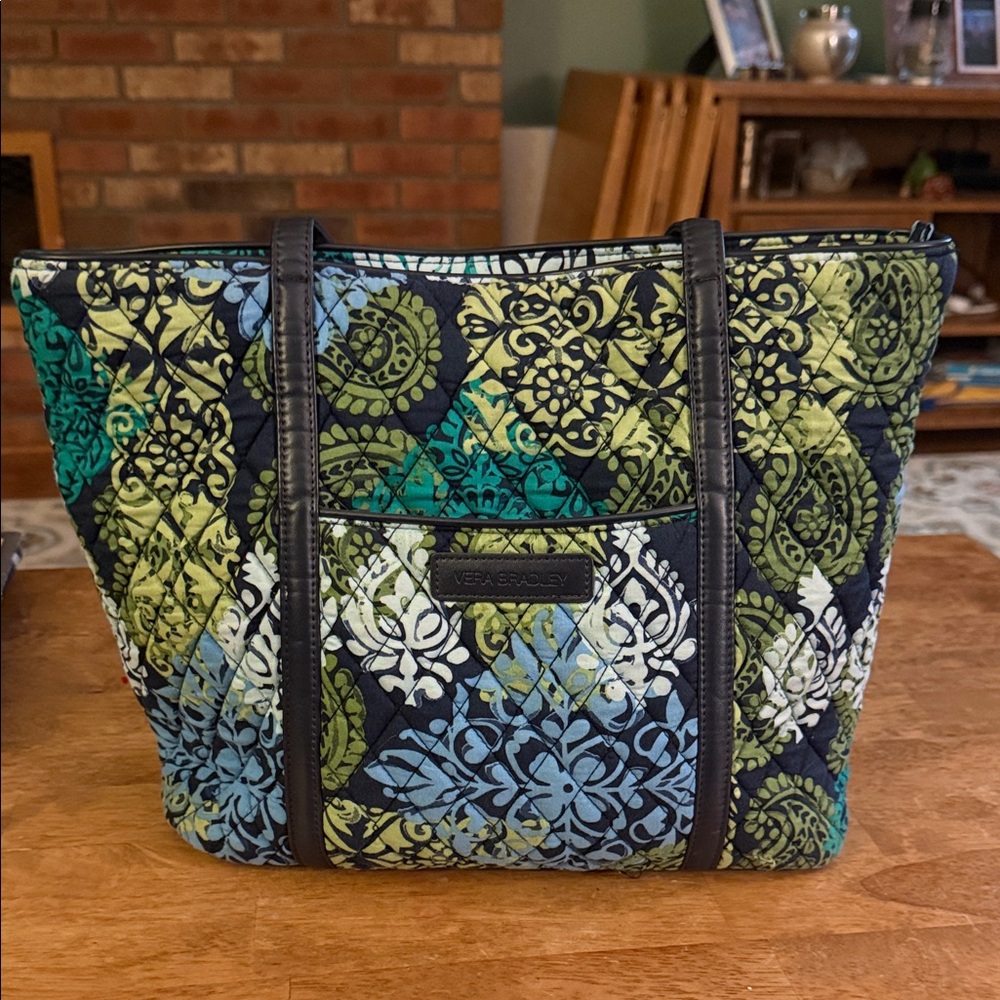 Vera Bradley Teal and Lime Patterned Tote